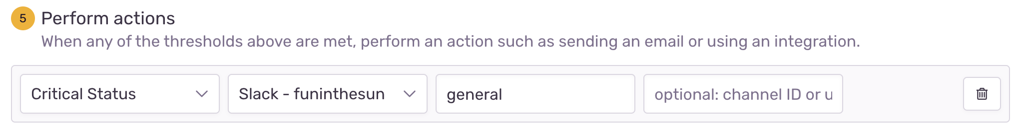 Slack metric alert action